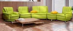 зеленый эркерный диван