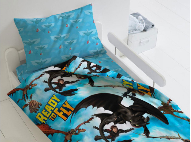 Детский комплект постельного белья КПБ "Как приручить дракона" Беззубик и Иккинг