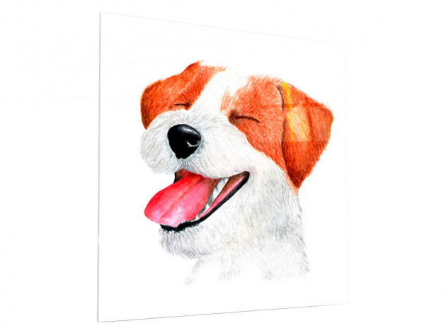 Картина Картина на стекле 40х40 "Веселая собака", арт. WB-02-74-03