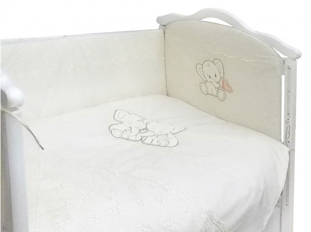 Комплект в кроватку Комплект детского постельного белья Слонята (стандарт) 1463/4- беж