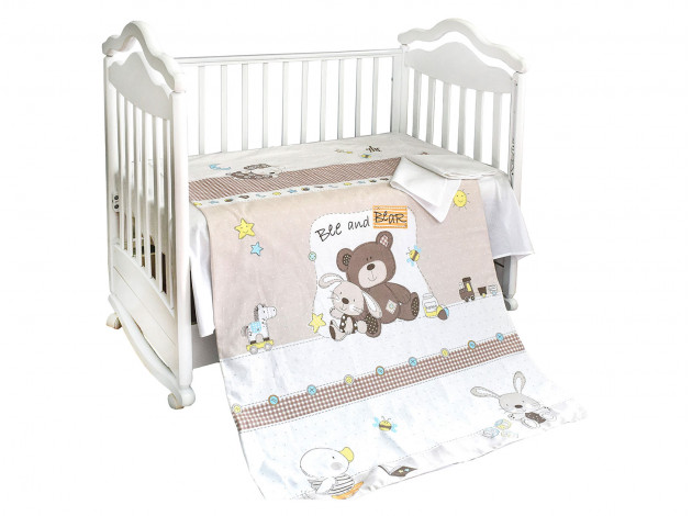 Комплект в кроватку Комплект детского постельного белья Мишка с зайкой