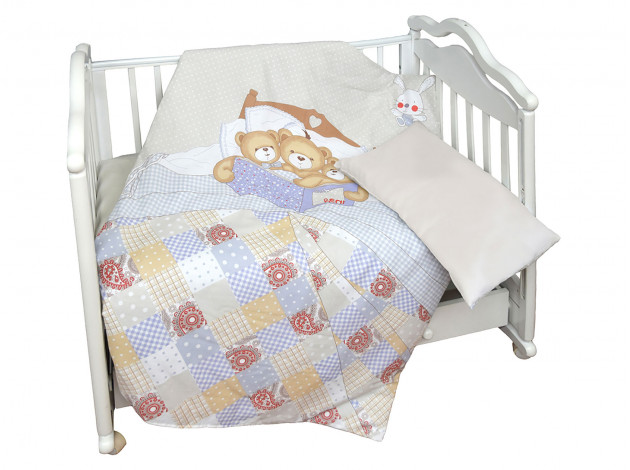 Комплект в кроватку Комплект детского постельного белья Мишки под одеялом