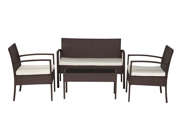 Комплект плетеной мебели Лаундж сет (диван+2кресла+столик+подушки) (mod. 210000)