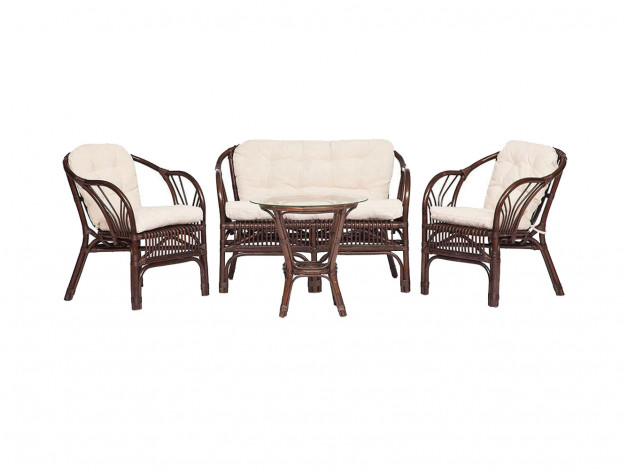 Комплект плетеной мебели Комплект " NEW BOGOTA " ( диван + 2 кресла + стол со стеклом )