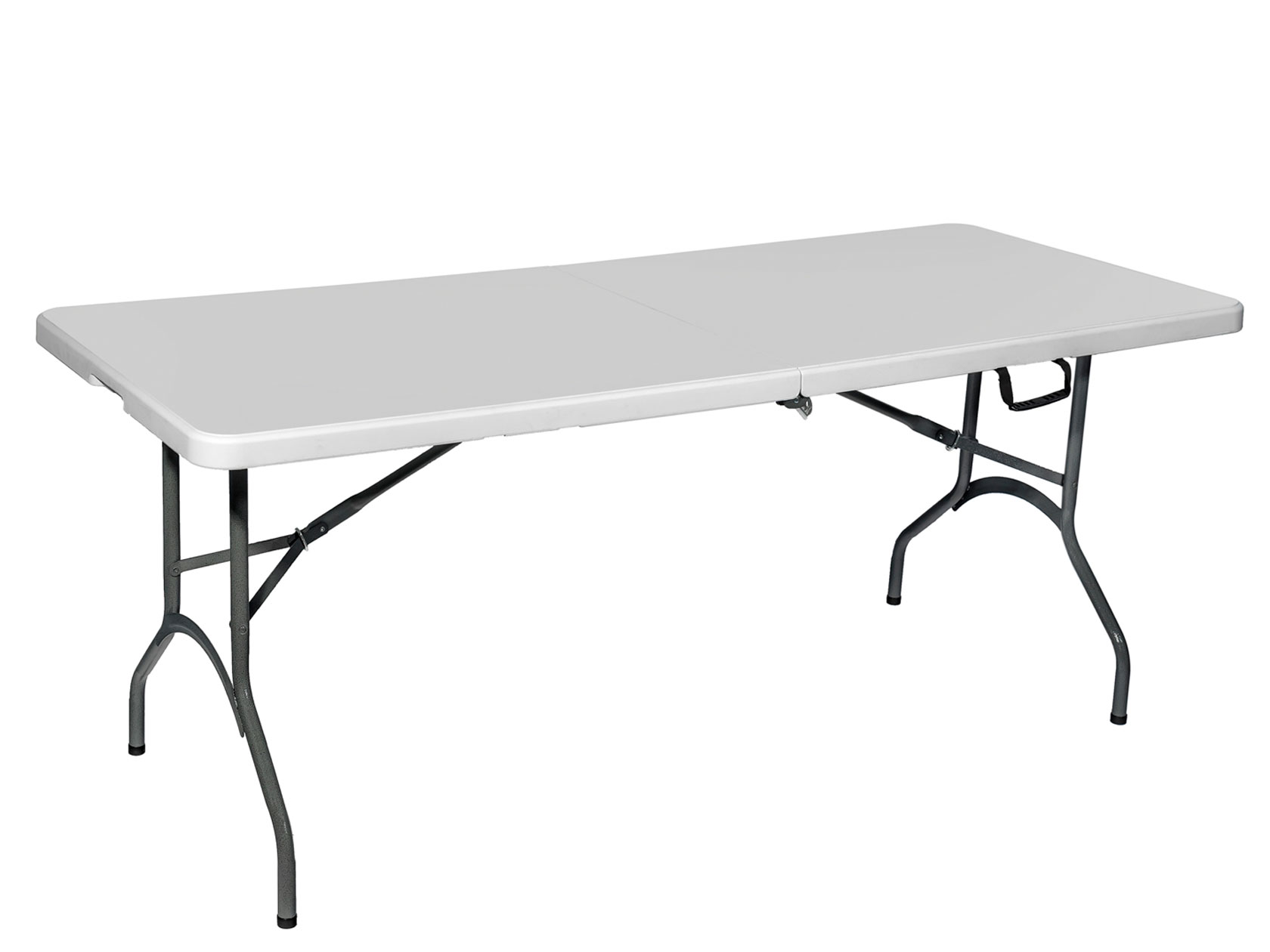 Стол складной с 182 прямоугольный пластик светло серый металл черный 1820х740х740 мм