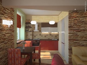 дизайн маленькой гостиной-кухни
