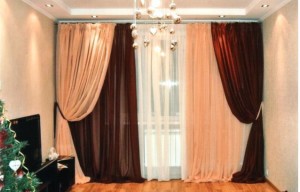 двухцветные шторы для гостиной