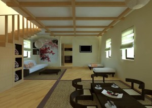 дизайн гостиной в японском стиле