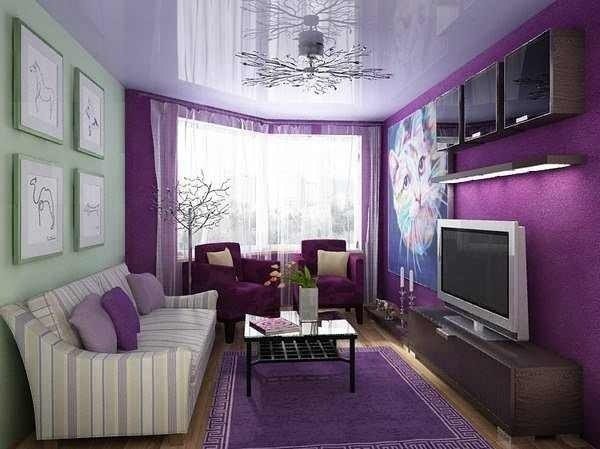 гостиная в фиолетовых тонах