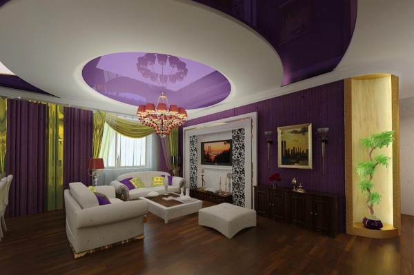 дизайн гостиной в фиолетовых тонах
