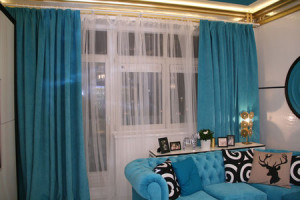 бирюзовые шторы для гостиной
