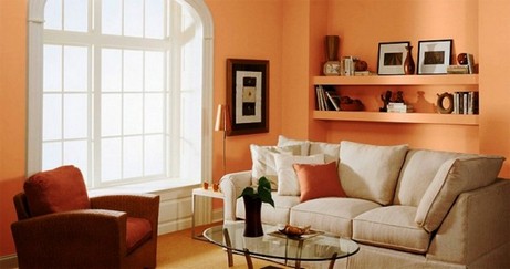 дизайн персиковой гостиной