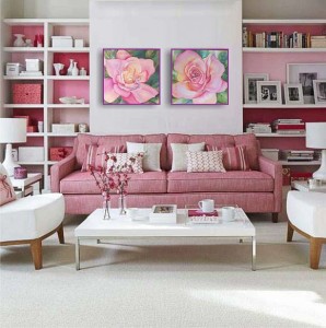 интерьер розовой гостиной