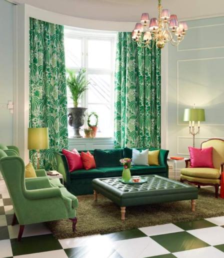 зеленые шторы для гостиной